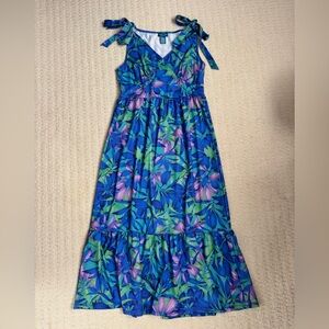 Caribbean Joe Blue and Purple Floral Maxi Dress